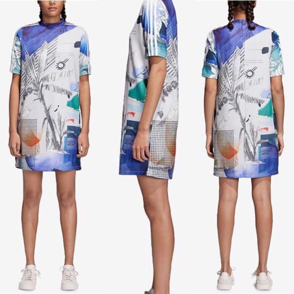 NWT ADIDAS‎ Originals FARM RIO Brazil Palm Graffiti Printed Roo de Janeiro Dress